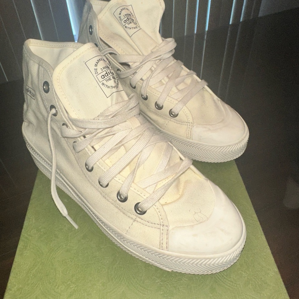 Adidas Nizza Hi Parley in the 'Cloud White' colorway.